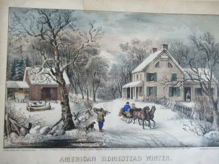 Icnoic Top 50 Winter Scenes Titled " American Homestead Winter " By Currier & Ives