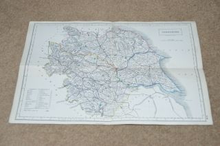 Yorkshire C1855 Vintage Old County Map Ideal For Framing