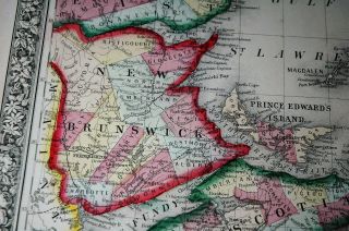 1860 Atlas Map of Nova Scotia & Brunswick hand colored 15” X 12” 4