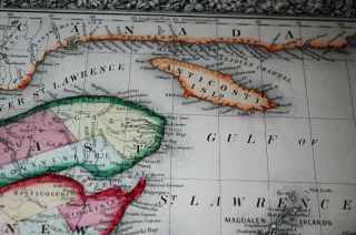 1860 Atlas Map of Nova Scotia & Brunswick hand colored 15” X 12” 5