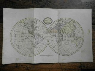 Map Of The World C.  Brightly & J.  Kinnersley 1807 Handcoloured