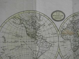 Map of the World C.  Brightly & J.  Kinnersley 1807 handcoloured 2