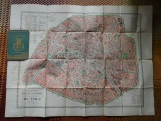 Antique Map Of Paris France 1894 With Index De Le 