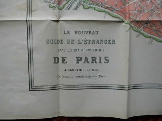 Antique map of Paris France 1894 with index de Le ' tranger 2