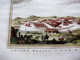 1747 BELLIN & SCHLEY - rare map of MEXICO CITY (ANCIENT VIEW. ) CENTRAL AMERICA 3