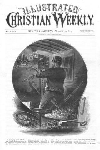 Train Engineer - Perilous Job - Dangers - 1875 Antique Print