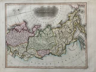 1813 Russian Empire Antique Hand Coloured Russia Map By Samuel Neele
