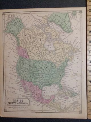 588 Antique Vintage Map North America C.  1850