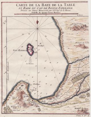 1747 Bellin Map Of Cape Town & Table Bay,  South Africa