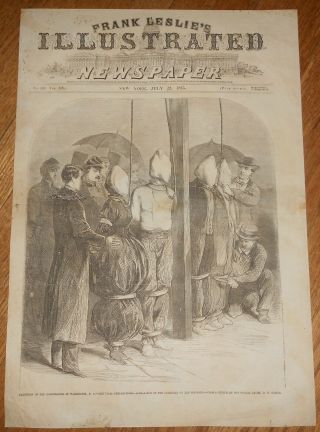 1865 Antique Print Hanging Of Lincoln 