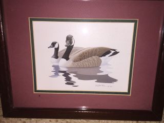 Richard Sloan 1980 Duck Print Signed Framed Matted
