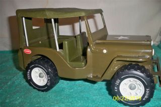 Tonka Military Army Jeep With Top & Hitch 1976 2205 Pressed Steel 10 1/2 " Long