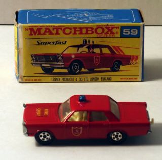 Dte Lesney Matchbox Transitional Superfast 59 - A Ford Galaxie Fire Chief Car Nmb