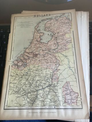 1893 Antique Map Of Holland