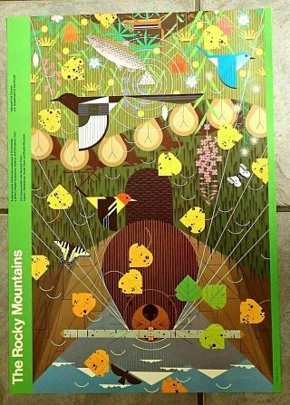 Charley Harper Fine Art Poster Print.  Out Of Print.  Rocky Mountains