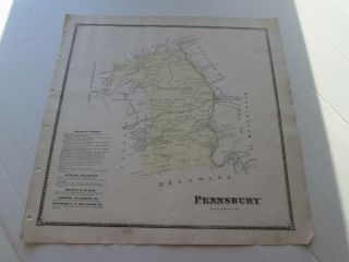 1873 Antique Map,  " Pennsbury ",  Chester County Atlas,  Pennsylvania By Witmer