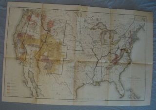 1884 Geographic Survey Map Of The United States Approx.  20x30 Inches