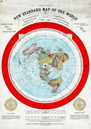 Flat Earth Map 23 " X32 " Large 1892 Alexander Gleason Standard Map The World