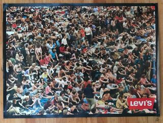 Vintage LEVI ' S Poster Art Ad Woodstock Concert 2