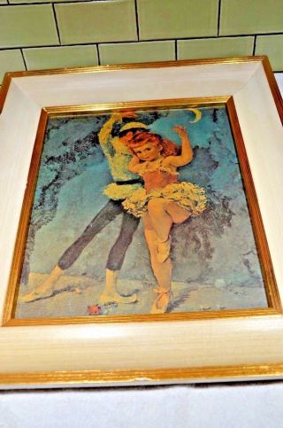 Vintage Ballerina Girl Print Mid Century Modern Art - Great Frame 18 " X16 "