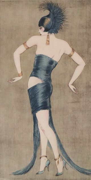 Vintage 1920s Art Deco Fine Art Print The Dance Risqué Jazz Age Pin - Up Showgirl 2