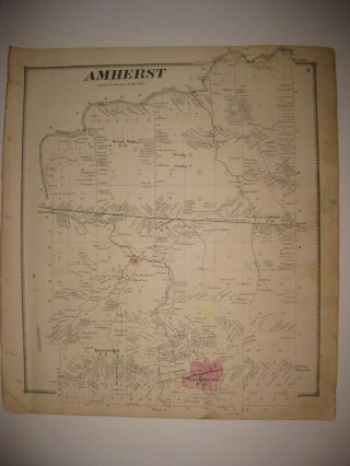 Vintage Antique 1866 Amherst Williamsville Erie County York Handcolored Map