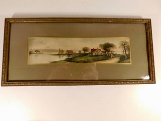 Antique Ullman Mfg Co. ,  Ny 1906 Framed Under Glass Landscape Print