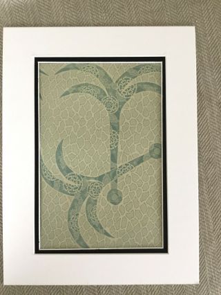 1890 Antique Japanese Print Anchor Flower Silk Fabric Printing Textile Design