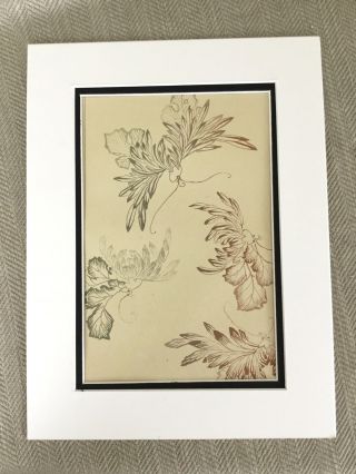1890 Antique Japanese Print Floral Flower Silk Fabric Printing Textile Designs