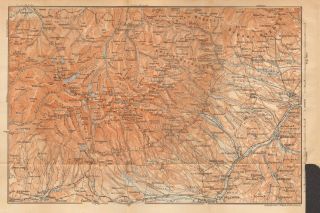 1900 Antique Map - Austria - Slovakia - Bela,  Kesmark,  Vazsec,  Zakopane