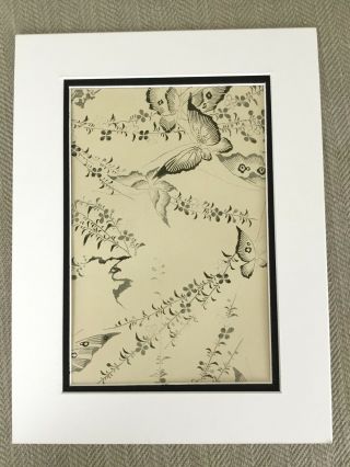 1890 Antique Japanese Print Oriental Butterflies Silk Printing Textiles Design