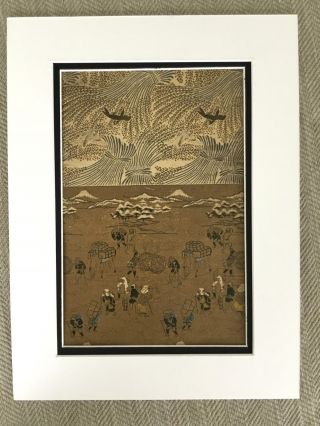 1890 Antique Japanese Print Kimono Embroidery Silk Printing Textiles