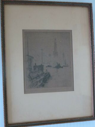 Etching By Sears Gallagher Harbor Scene York ?