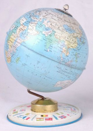 Vintage 1947 J.  Chein & Co Lithograph World Globe - 6 " Dia.  - Usa - 7 " Tall - Un