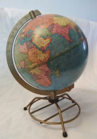 Vintage Mid Century 8 " Terrestrial World Globe Made In Usa George F Cram Co.