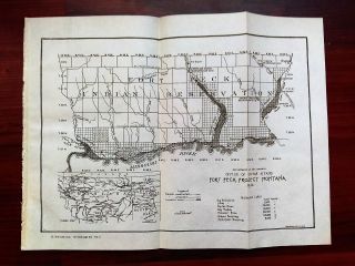 1914 Us Dept Of Interior Fort Peck Indian Reservation Sketch Map Montana Canals