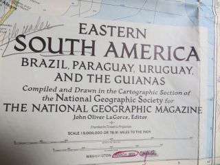 Vintage 1955 National Geographic Map - Eastern South America - 29 " X 40 "