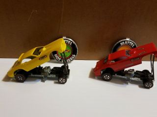 HOT WHEELS REDLINES MONGOOSE & SNAKE FUNNY CARS WITH BUTTONS 6