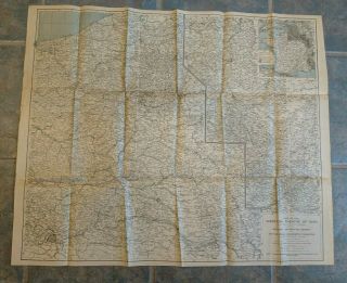 1918 Wwi National Geographic Map Of The Western Theatre Of War With Inset Map