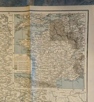 1918 WWI NATIONAL GEOGRAPHIC MAP OF THE WESTERN THEATRE OF WAR WITH INSET MAP 2