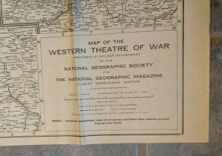1918 WWI NATIONAL GEOGRAPHIC MAP OF THE WESTERN THEATRE OF WAR WITH INSET MAP 3