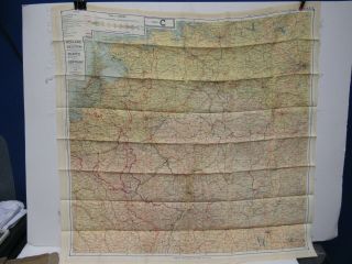 1943 Silk Cloth Escape Map Ww2 Era Europe/germany/france