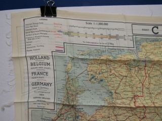 1943 Silk Cloth Escape Map WW2 Era Europe/Germany/France 2