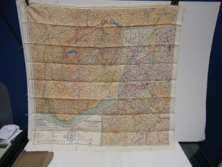 1943 Silk Cloth Escape Map WW2 Era Europe/Germany/France 7