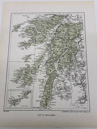Map Of Argyllshire 1923 Print Old Loch Etive,  Taynuilt Old Vintage