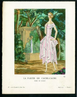 1921 Gazette Du Bon Ton Pochoir Fashion Print La Partie De Cache Cache By Simon
