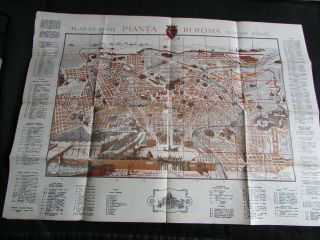 Antique Map Of Rome,  Plan De Rome,  Pianta Di Roma,  1909 With Guide Book