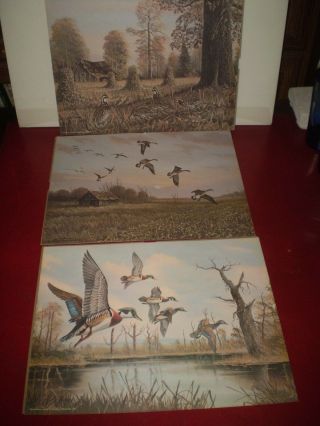 3 Vintage 1977 Htf Jesse Barnes Prints Ducks Geese Grouse 11 " X 14 " Euc