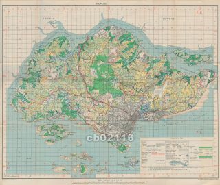 Vintage 1955 (1956) Map Of Singapore Island Survey Dept.  Federation Of Malaya