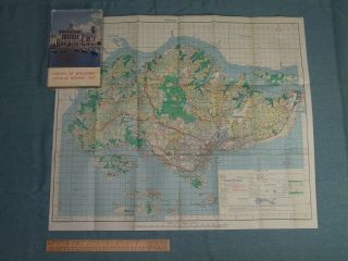 Vintage 1955 (1956) Map of Singapore Island Survey Dept.  Federation of Malaya 3